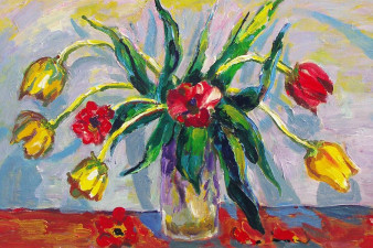 Красные и желтые тюльпаны. 2013. Холст, масло. 60х100